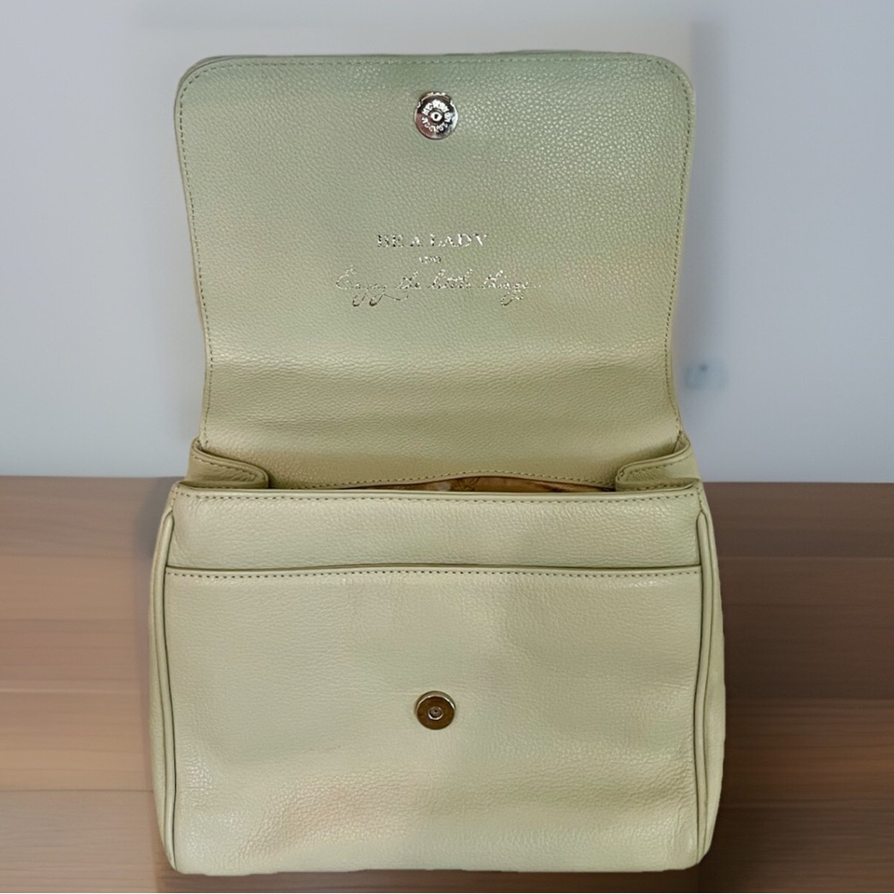 SOLD MyFlat In London Light Mint Green Leather Satchel Handbag with Bow Detail - Picture 7 of 10